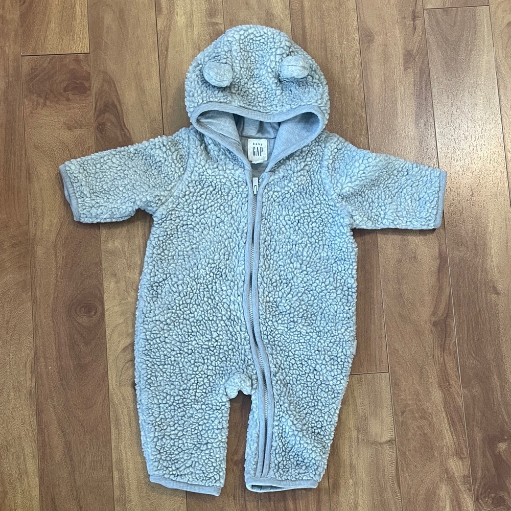 GAP Baby Blue Sherpa Hooded One-Piece Jacket